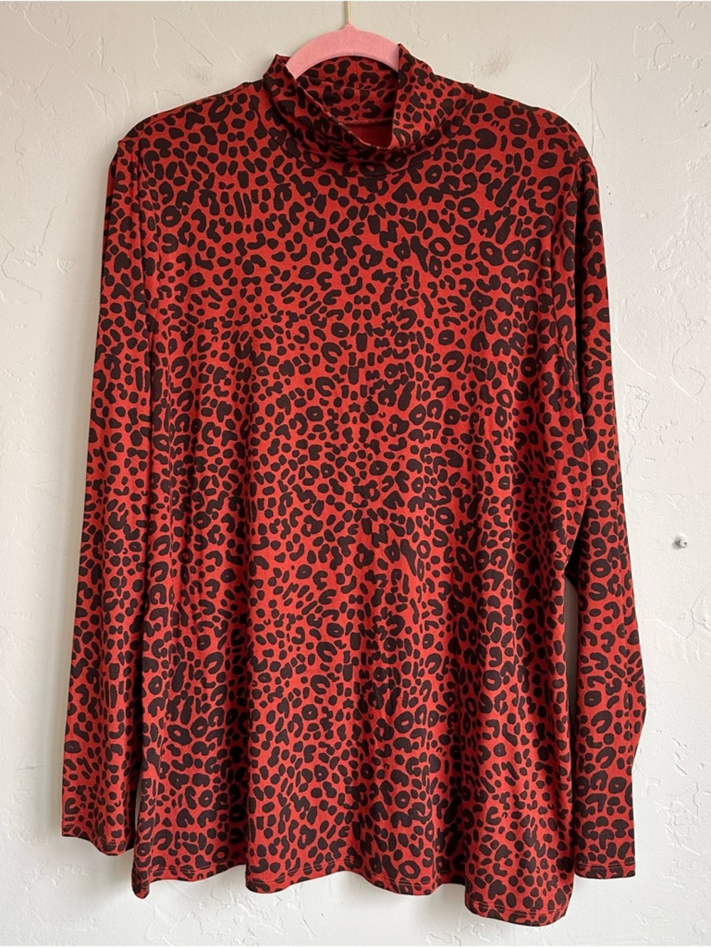 Ava & Viv Women’s Rust Black Animal Print Mock Neck Long Sleeve‎ Top Size 1X EUC - Picture 5 of 8